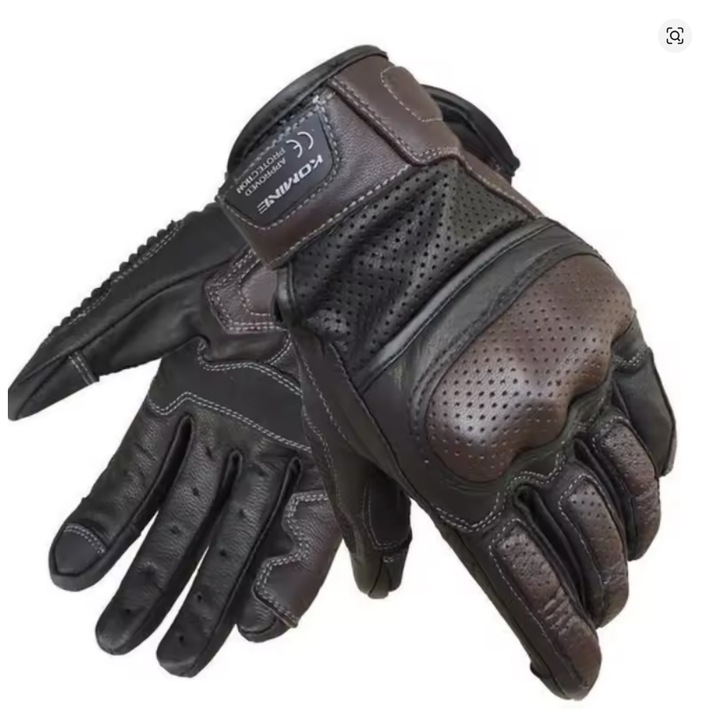 Manusi moto Komine, piele Goatskin, protectie rigida, marime L, maro