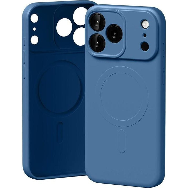 Husa silicon pentru Iphone 17 Pro Mag Safe albastru