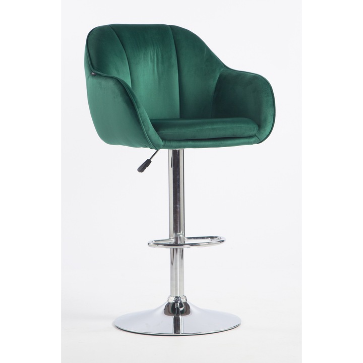 Votana HR2055W Sötétzöld modern velúr szék krómozott lábbal