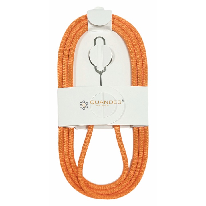 Cablu date USB-C-C 60W, 1M, orange Compatibil cu iPhone17 pro, 17 pro max, QUANDES®