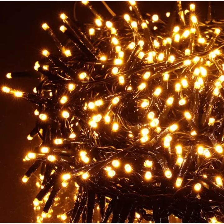 20 m-es 1000 LED-es BOA fényfüzér, kültéri-beltéri hálózati, időzíthető 6/18 órás, 8 féle fényjátékkal, időzíthető, extra meleg fehér, IP44