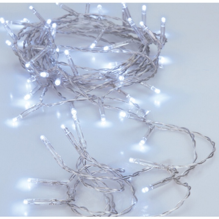 80 LED-es elemes időzíthető karácsonyi fényfüzér, hideg fehér, 8 m