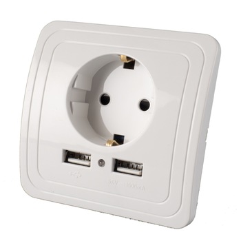 Priza incastrabila ecoLite cu doua iesiri USB, 1500 mA Priza incastrabila ecoLite cu doua iesiri USB, 1500 mA