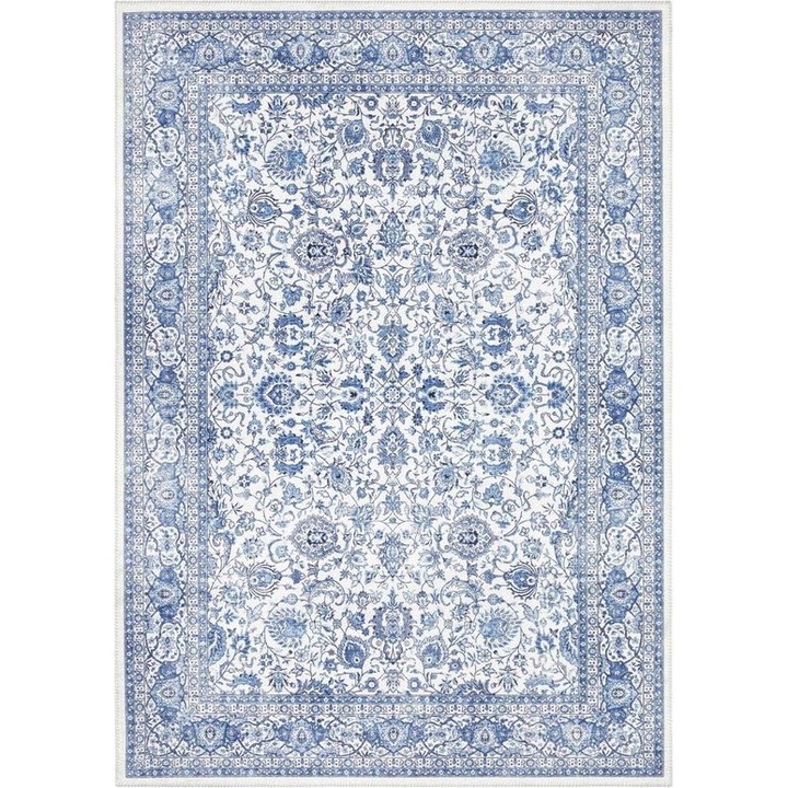 Covor, Nouristan, Maschad, 160x230 cm, Oriental, safir, fir scurt, 1100g/m2, poliester, Certificat Oeko-Tex, pentru incalzire prin pardoseala, prietenos cu alergicii, tivit manual