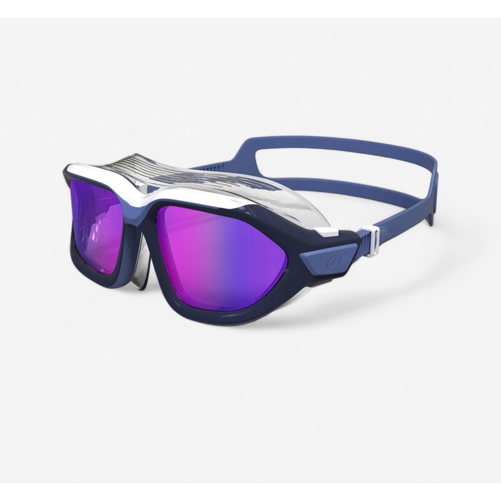 Очила за плуване в басейн - активни - огледални лещи - размер s - синьо-бяло s, стоманено синьо