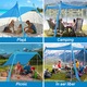 Cort de plaja umbrar, 200x160 cm, pentru 1-3 persoane, rezistent la vant, UPF50+, 2 suporturi metalice stabile si durabile, portabil, usor de utilizat, cu husa de transport, potrivit pentru familie plaja, camping si activitati in aer liber, albastru