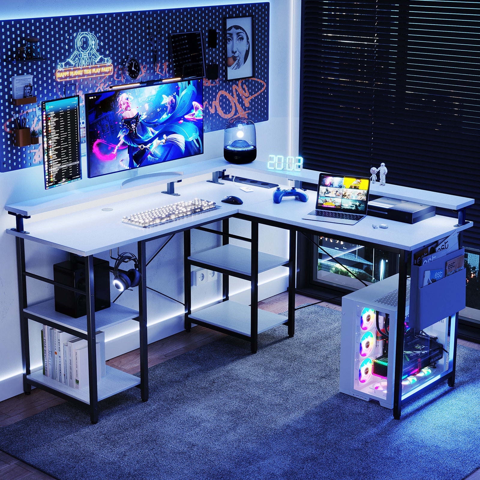 Birou Computer Birou in forma de L, 140x140 cm, UWOT, birou de colt reversibil pentru ...