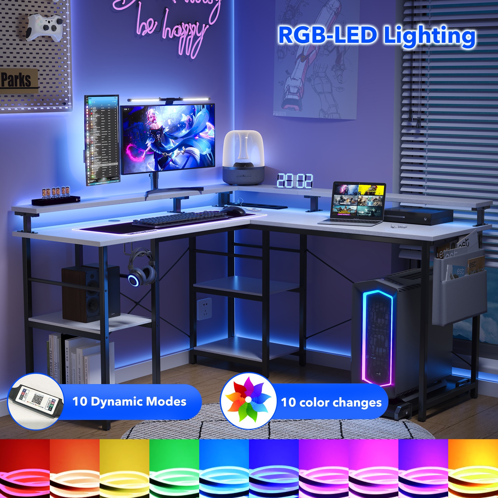 Birou Computer Birou in forma de L, 140x140 cm, UWOT, birou de colt reversibil pentru ...
