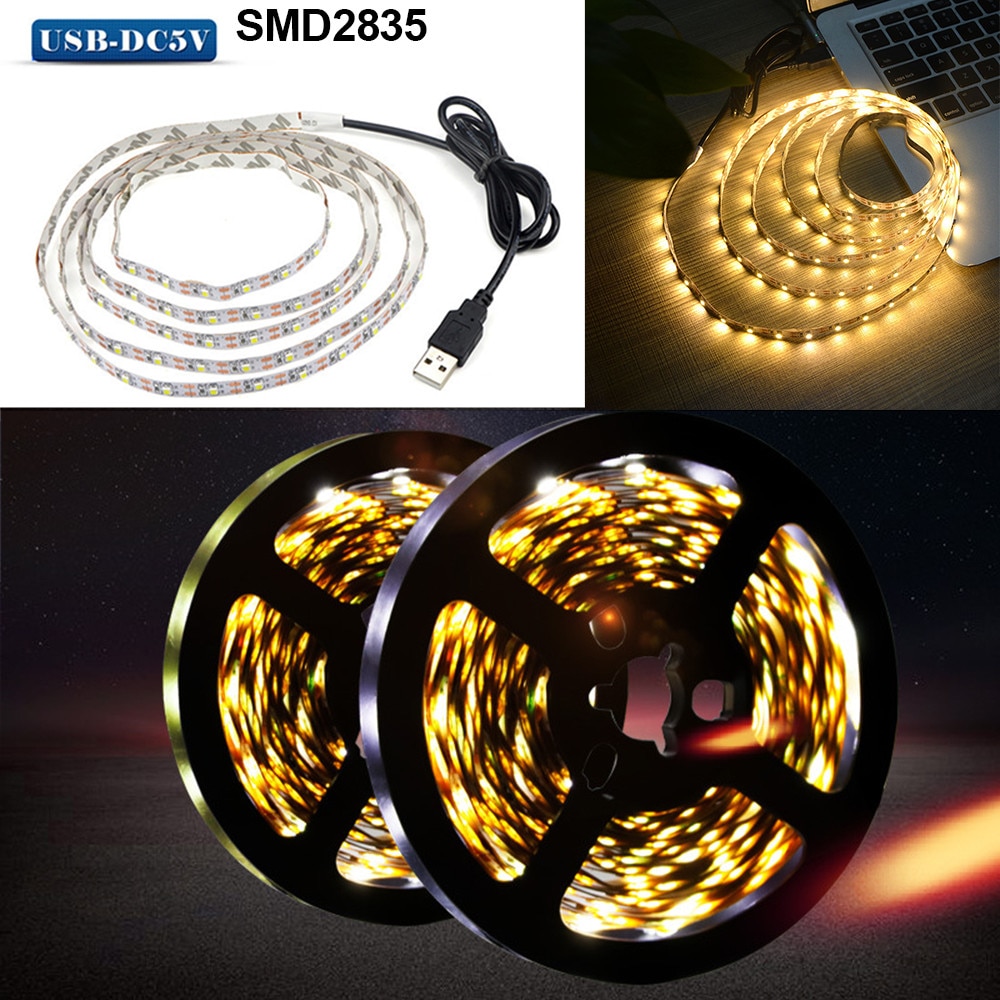 Banda LED, flexibila, 5V, USB, 60LEDs/m, alb cald, 5m, IP65 waterproof ...