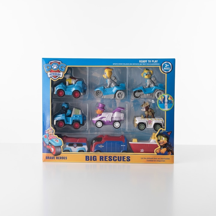 Set eroi cu vehicule, Patrula Cățelușilor, Paw Patrol – Big Rescues, Brave Heroes, 9 piese