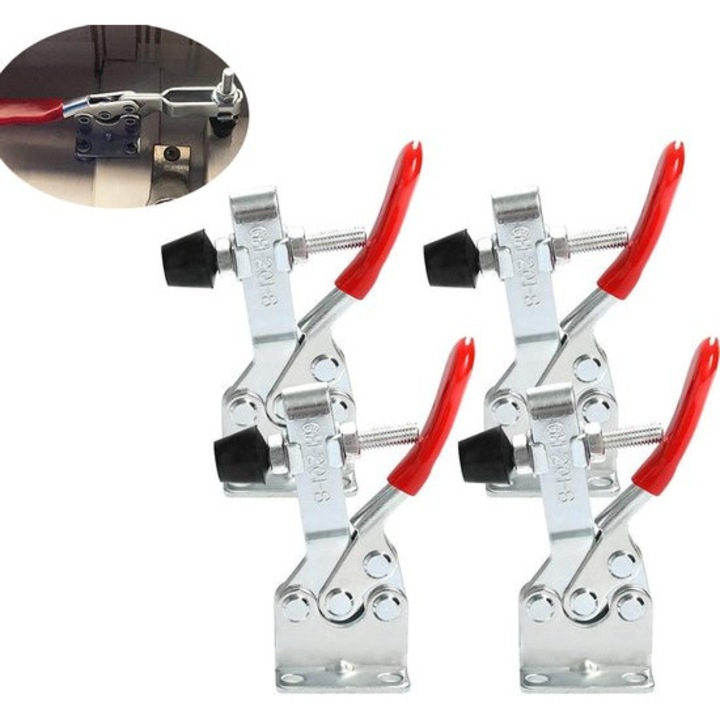 Clema de prindere GH-201-B, set de patru bucati, capacitate de incarcare 90 kg, rosu, 14.5x3.7x5.6cm