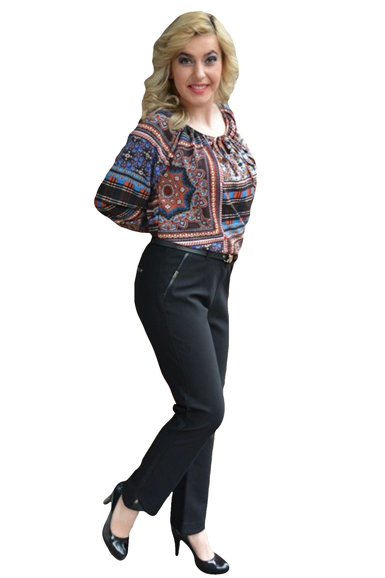 Pantaloni lungi, model casual,masura mare,D&J Exclusive, Negru