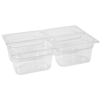 Tava Hendi Gastronorm GN 1/4 100 mm 2.8 lt - policarbonat transparent Tava Hendi Gastronorm GN 1/4 100 mm 2.8 lt - policarbonat transparent