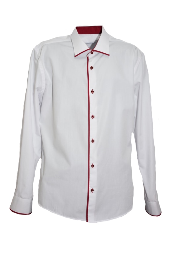 Camasa chic pentru barbati cu detalii fine, mov inchis,D&J Exclusive, Alb