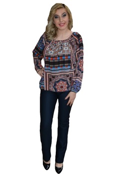 Pantaloni lungi cu buzunare in spate, masura mare,D&J Exclusive, Bleumarin Pantaloni lungi cu buzunare in spate, masura mare,D&J Exclusive, Bleumarin