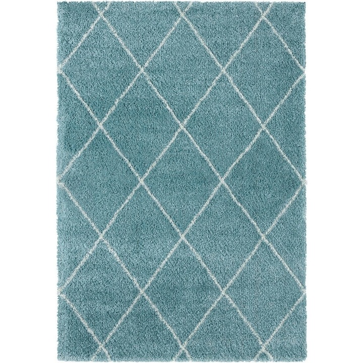 Covor Shaggy, MINT RUGS, LEONIQUE, 160x230 cm, Boho, menta/crem, Plusat, 2900g/m2, polipropilena, Certificat Oeko-Tex, pentru incalzire prin pardoseala, prietenos cu alergicii