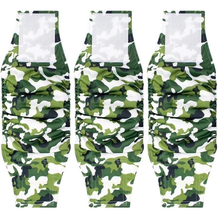 Set 3 scutece reutilizabile pentru caini MWAOWM, absorbante, verzi, marimea M