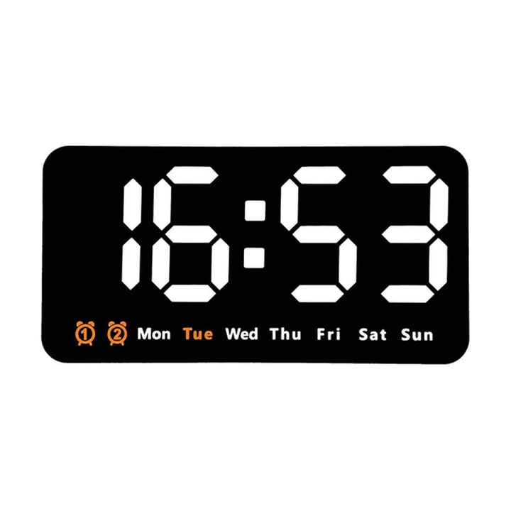 LED-es digitális dekor óra, 12/24H, fehér, falra szerelhető