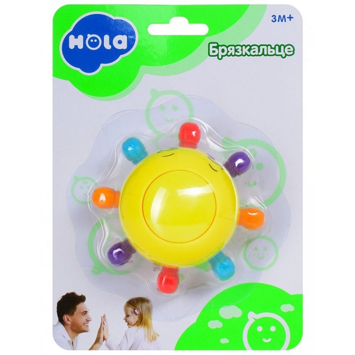 Дрънкалка многоцветен октопод, Hola, пластмаса, 3 месеца+