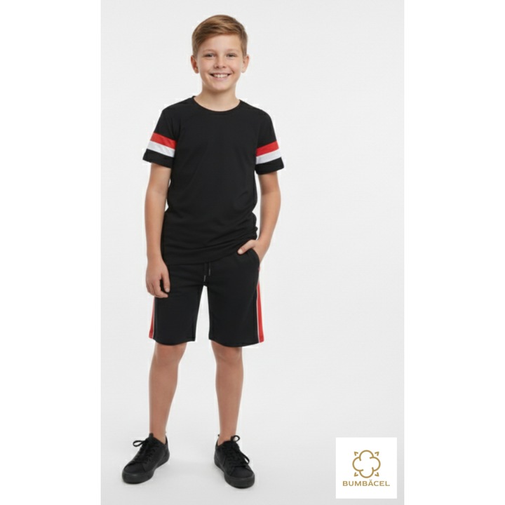 Set tricou si pantaloni scurti pentru baieti, din bumbac