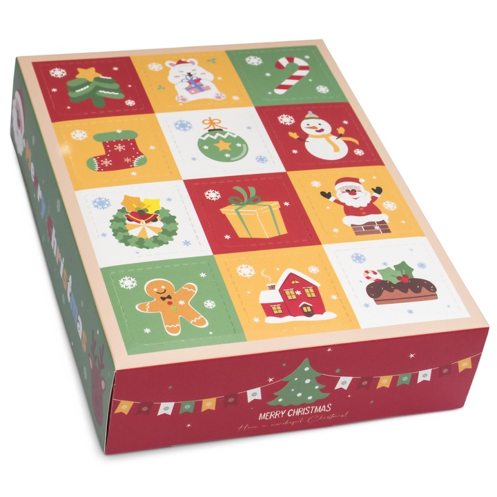 Calendar de Advent Set cu Lumanari si Ceara Parfumata, Multicolor, 17x13x4cm