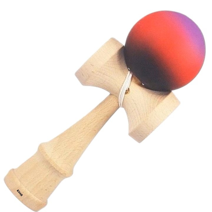 EDAR Professzionális Kendama, X modell, gumírozott labdával és gumírozott markolattal, 18 cm, ügyességi és koordinációs játék gyerekeknek és felnőtteknek, lila/piros/fekete színben