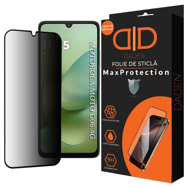 Протектор Privacy, За Motorola Moto G06 / Moto G06 Power Daden MaxProtection, Цялостно покритие, Професионална защита, Ултра издръжлива, Стъкло