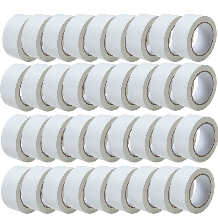 Set 36 Role Banda Adeziva, Low Noise, 5cmx66 m/Rola, Adeziv Acrilic, Ambalare Colete/Pachete, Alb
