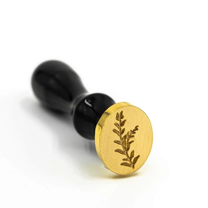 Stampila ovala din alama pentru sigilii de ceara, model Wild Grass, 20x28mm, pentru invitatii de nunta, botez, sigiliu ceara