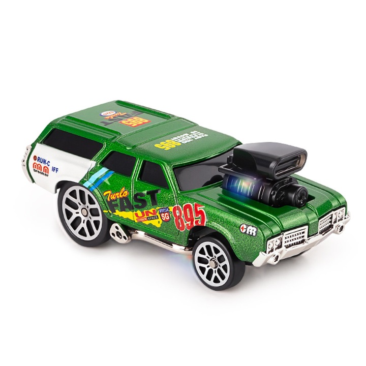 Masinuta cu telecomanda RC, Stil Muscle Car Retro, Aliaj, 1:64, Control Smart APP, Verde, 8x4x3cm