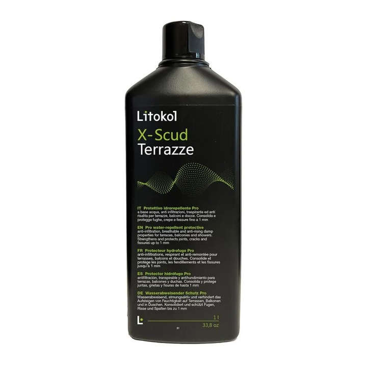 Hidroizolație X-Scud Terrazze, Litokol, pe bază de apă, rezistentă la UV, 1L