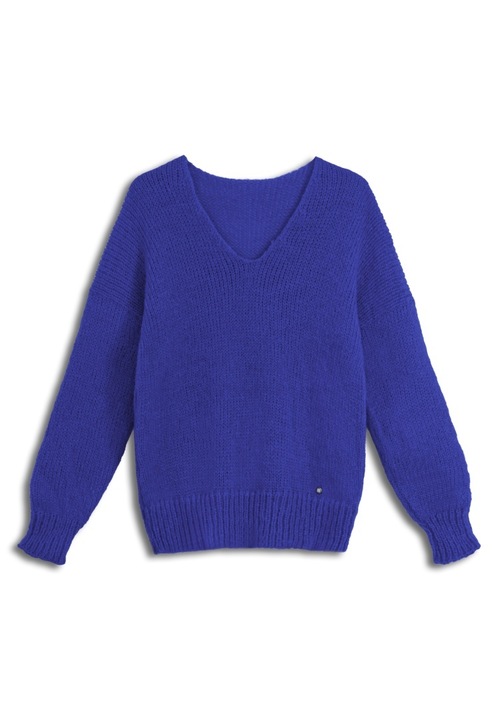 Pulover dama, You by Tokarska, Mia, moliciune, albastru, lana alpaca, fabricat manual