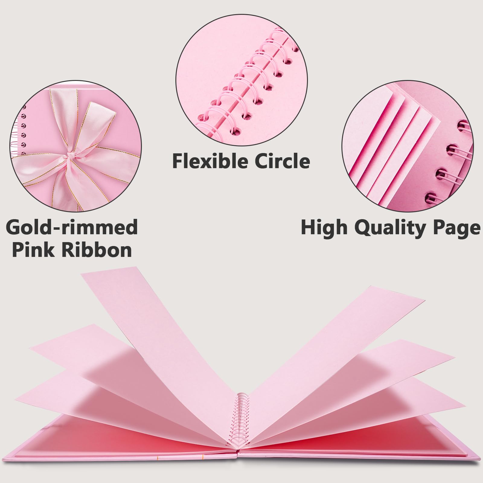 Vienrose Scrapbookalbum 28,5x21 Cm – 80 Pagina’s, Zwart Karton, Met Lint, Fotohoekjes En Pennen, DIY Voor Gastenboek En Bruiloft