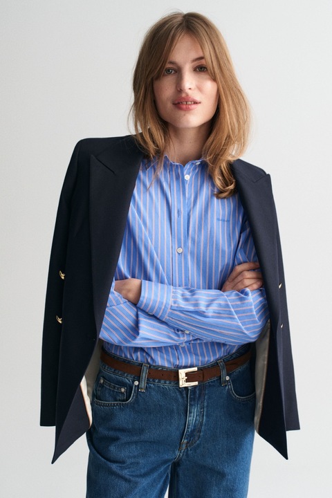 Női ing, Gant, kék, pamut, festett csíkos 2282, Világoskék