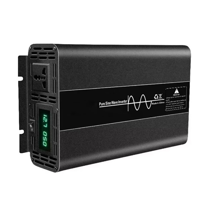 Invertor cu unda sinusoidala pura amorf 5000W, Omelivon, 12V - 220V duce/functioneaza frigider, rulota, autorulota, casa, cabana, auto, tir, camion, baterii solare sau auto Solid Volt