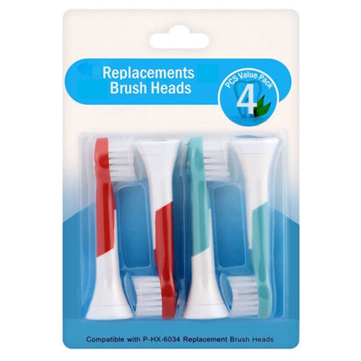 4 бр. P-HX-6034 резервни глави, съвместими с електрически четки за зъби Philips Sonicare, LRTM, с меки влакна