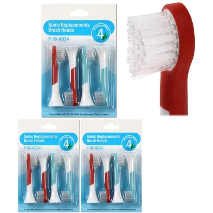 20 db Philips Sonicare 6034 kompatibilis elektromos fogkefe készlet gyermek fogkeféhez, puha sörték, kiváló minőségű csere, LRTM, fehér/türkiz