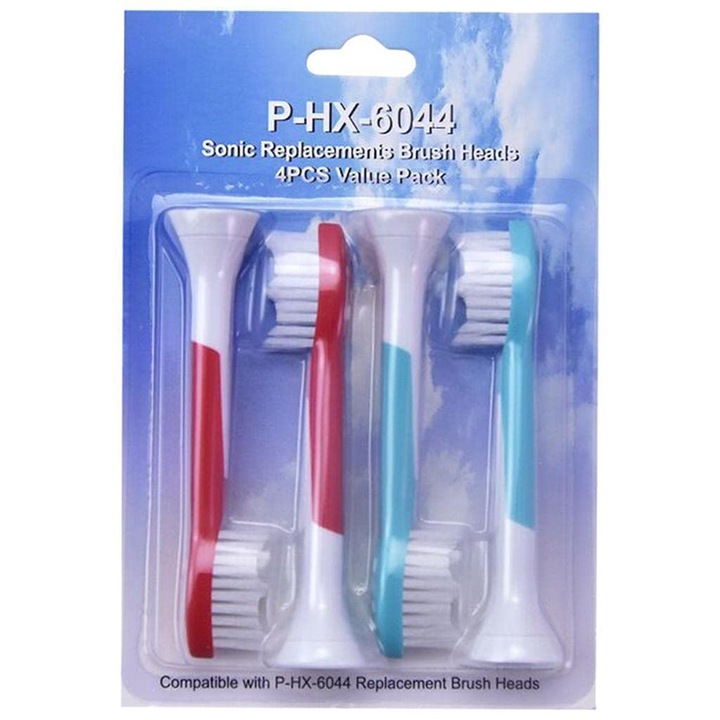 4 бр. P-HX-6044 съвместими резервни глави, съвместими с електрически четки за зъби Philips Sonicare Sonic, LRTM, с меки влакна