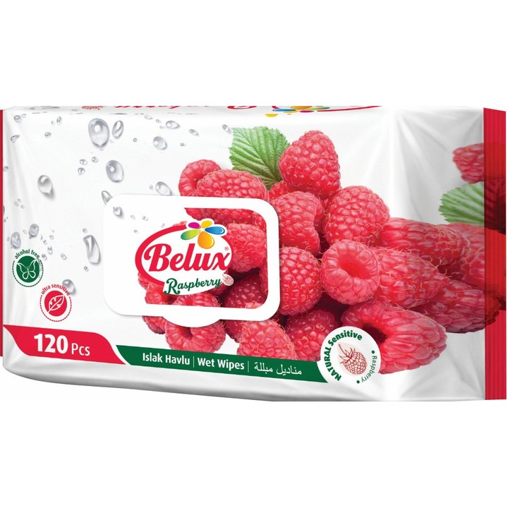 BELUX nedves törlökendő 120DB zárható málnás illat