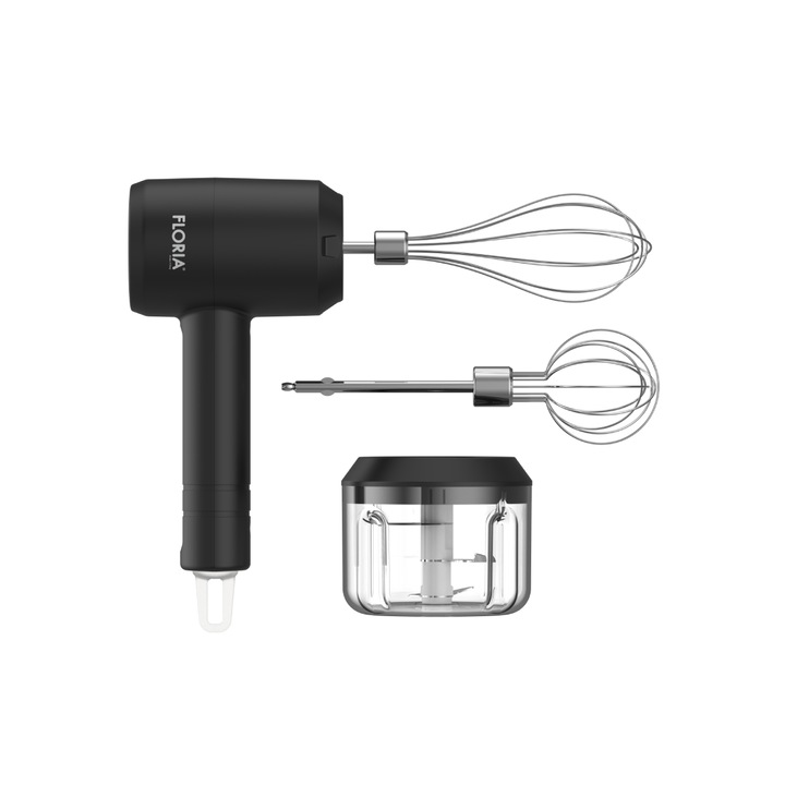Mixer de mână Floria ZLN2772 3 în 1, fără fir, autonomie 20 minute, încărcare rapidă Type-C