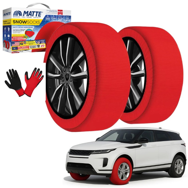 Lanturi textile auto Matte SnowSocks Active, marimea XL, instalare rapida, reutilizabile, set complet