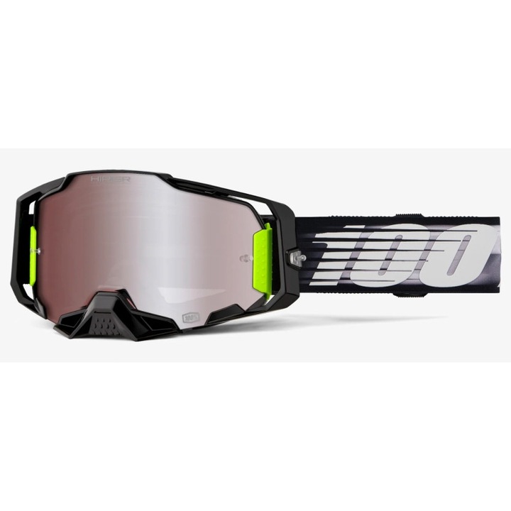 Спортни очила 100 PROCENT ARMEGA Hiper Lightspeed, сребърна огледална леща, цвят черен/бял
