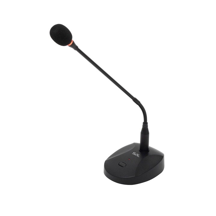 SAL M13 asztali mikrofon, professzionális, LED üzemjelző és fénygyűrű, kardioid irány karakterisztika, XLR csatlakozó, elemes tápellátás