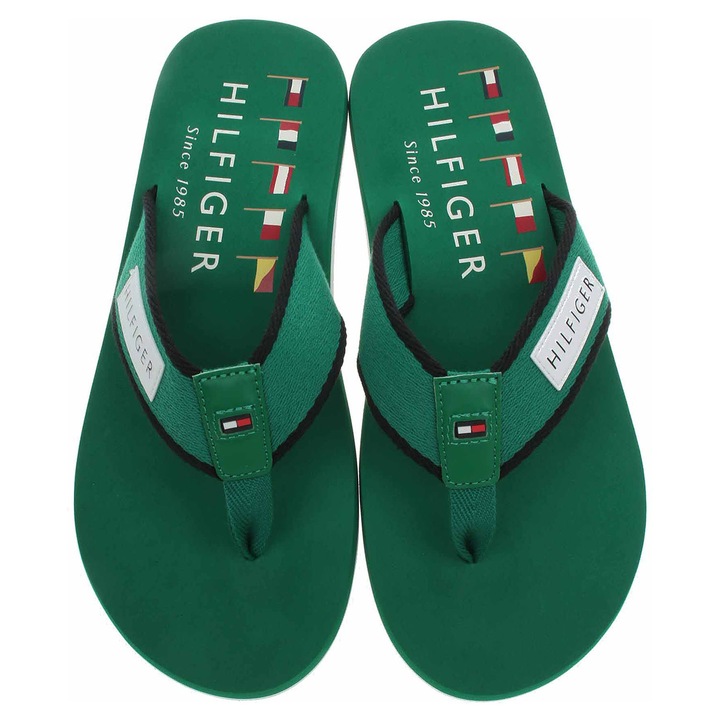 Papuci barbati Tommy Hilfiger, verde, textil, Verde