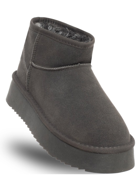Ghete dama, Soprani Couture, HUGH PLATFORM SHARK, gri, piele naturala, material textil, 40 EU