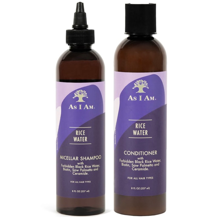 Set As I Am Rice Water, șampon și balsam păr, hidratare, ceramide, 237ml fiecare
