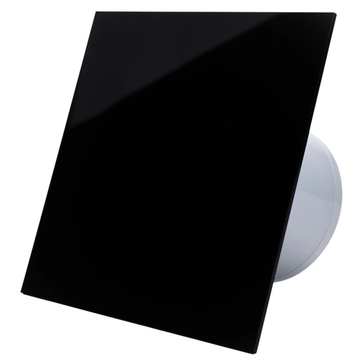 Ventilator de baie Ecovent DECORA, Ø125, Super Silent, Panou Plexiglas schimbabil, Clapeta antiretur, Debit 140 m3/h, Garantie 5 ani, Negru