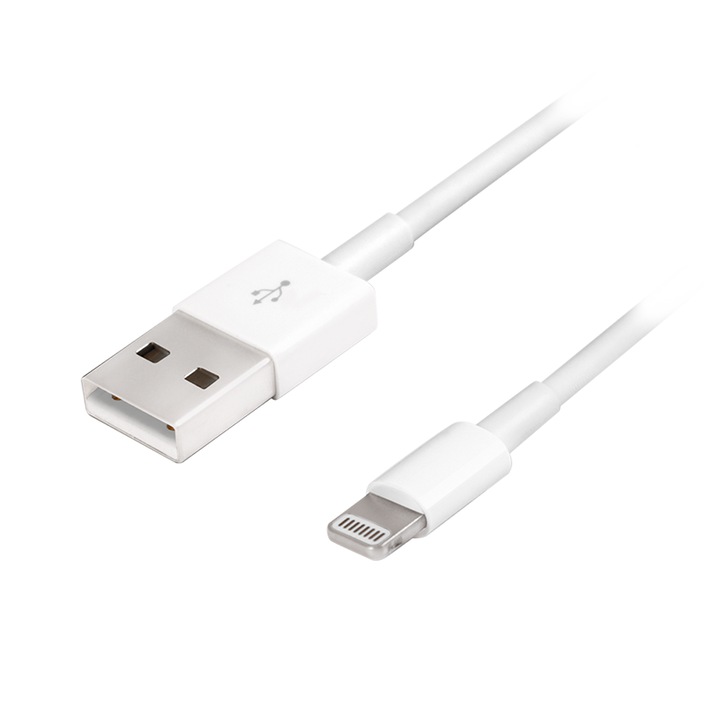 Cablu tip Lightning, LogiLink, 1m, USB A, alb, pentru dispozitive Apple