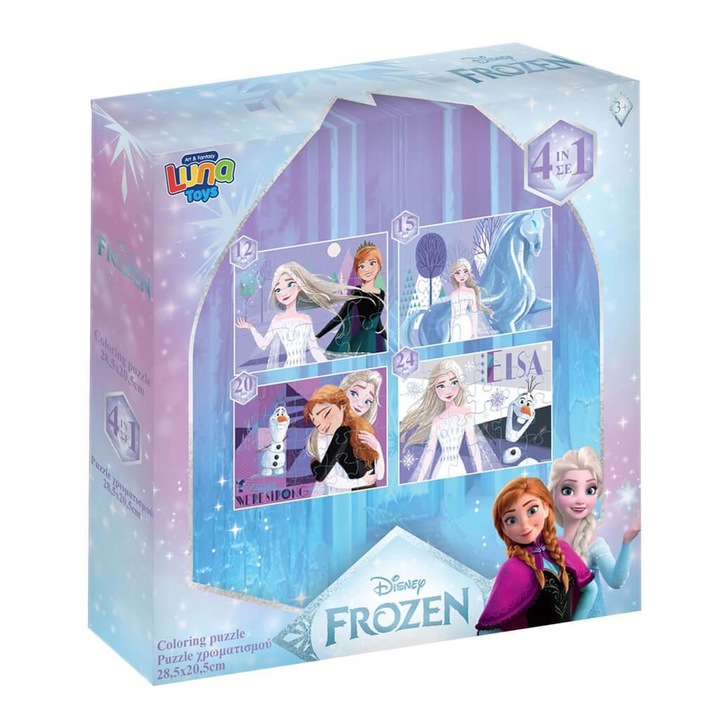 Puzzle 4 az 1-ben Frozen, 12, 15, 20, 24 darabos, 28x6x27,5cm