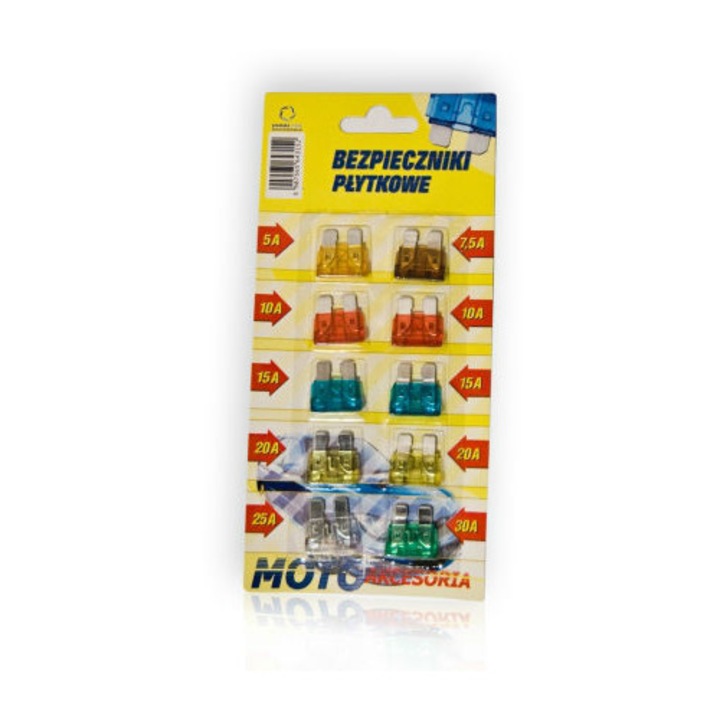 Autós miniatűr biztosíték készlet 5A-30A 10 db